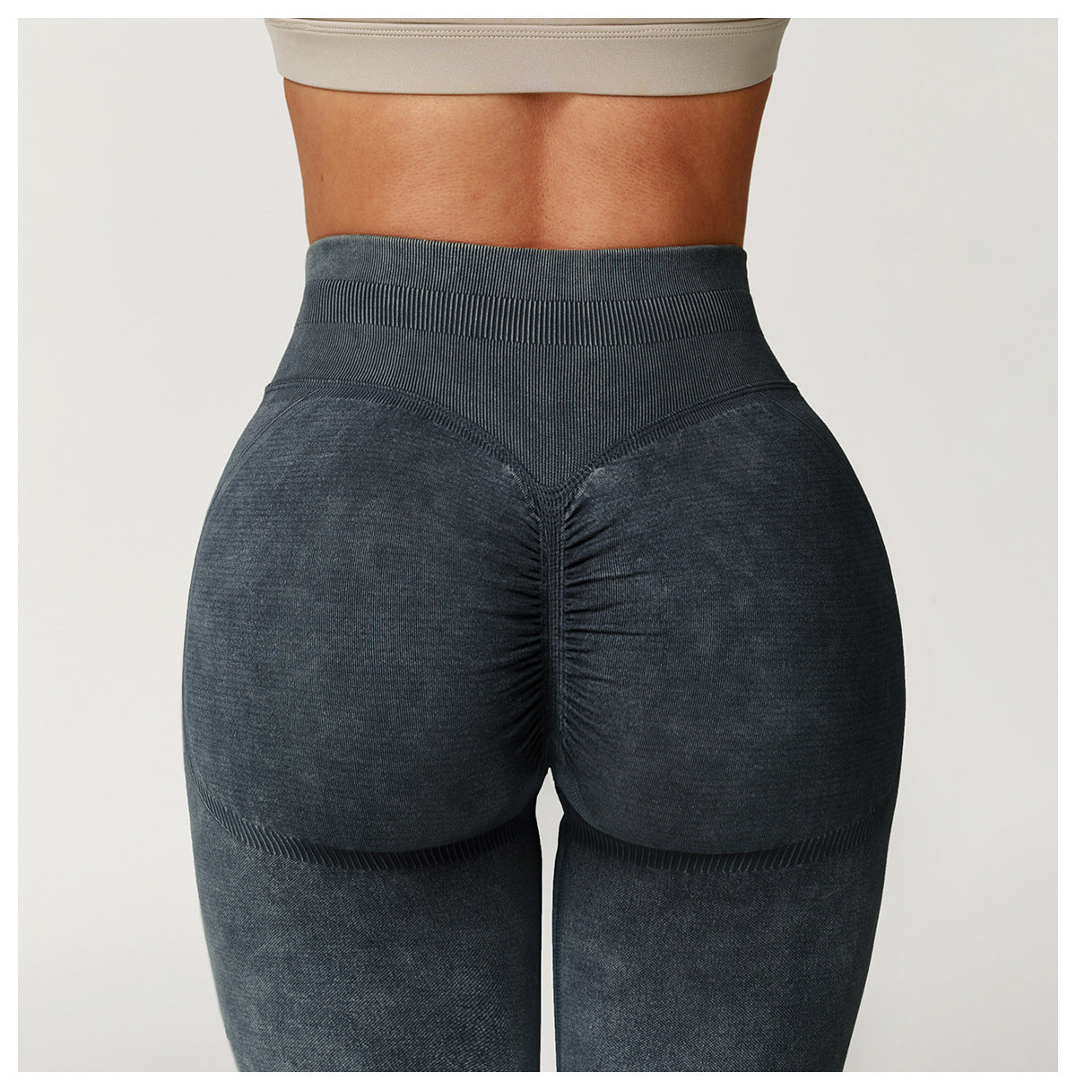 Seamless Ribbed-Waistband Yoga Leggings: High-Waisted Tummy-Control & Booty-Lifting Fitness Pants 6825