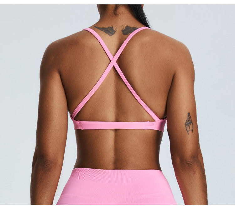 Seamless Nude-Feel Sports Bra: Open-Back Yoga Bralette & Quick-Dry Fitness Tank Top