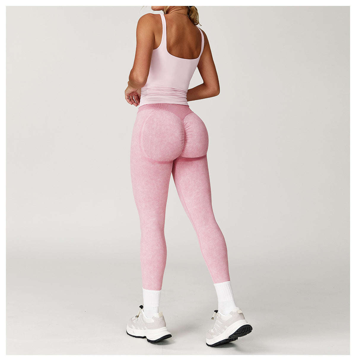 Seamless Ribbed-Waistband Yoga Leggings: High-Waisted Tummy-Control & Booty-Lifting Fitness Pants 6825
