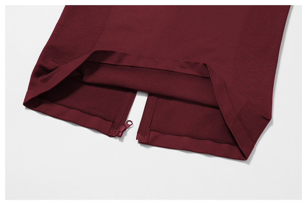 Ensemble de yoga quart de zip sans couture : vêtement de sport thermique ajusté à col montant pour la course à pied 3754