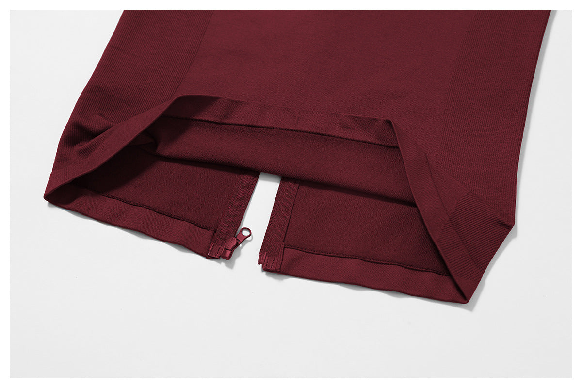 Ensemble de yoga quart de zip sans couture : vêtement de sport thermique ajusté à col montant pour la course à pied 3754