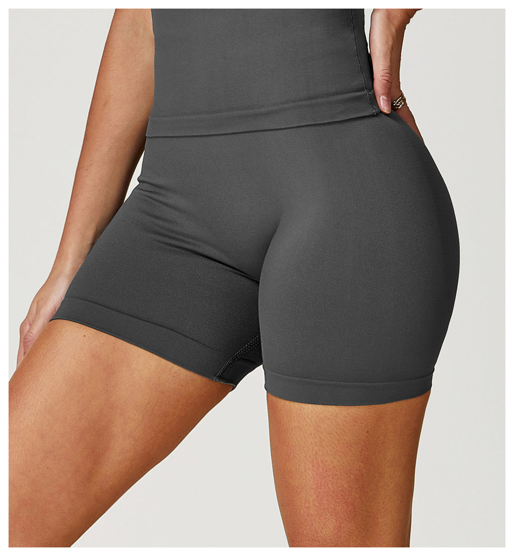 Seamless High-Waisted Yoga Shorts: Booty-Lifting Quick-Dry Activewear for Summer Fitness 5563