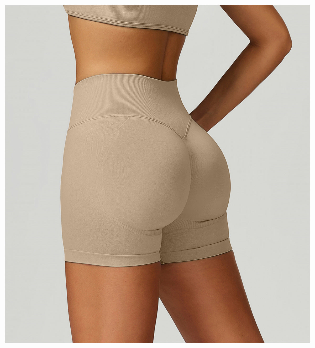 Short de Yoga Sans Couture à Contraste : Legging Taille Haute et Coupe Ajustée pour la Course 5726