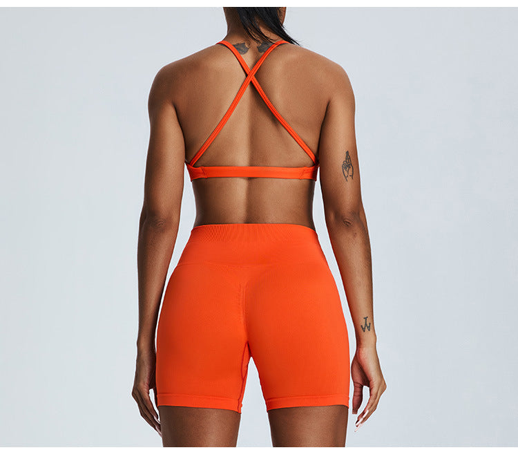 Seamless Nude-Feel Sports Bra: Open-Back Yoga Bralette & Quick-Dry Fitness Tank Top