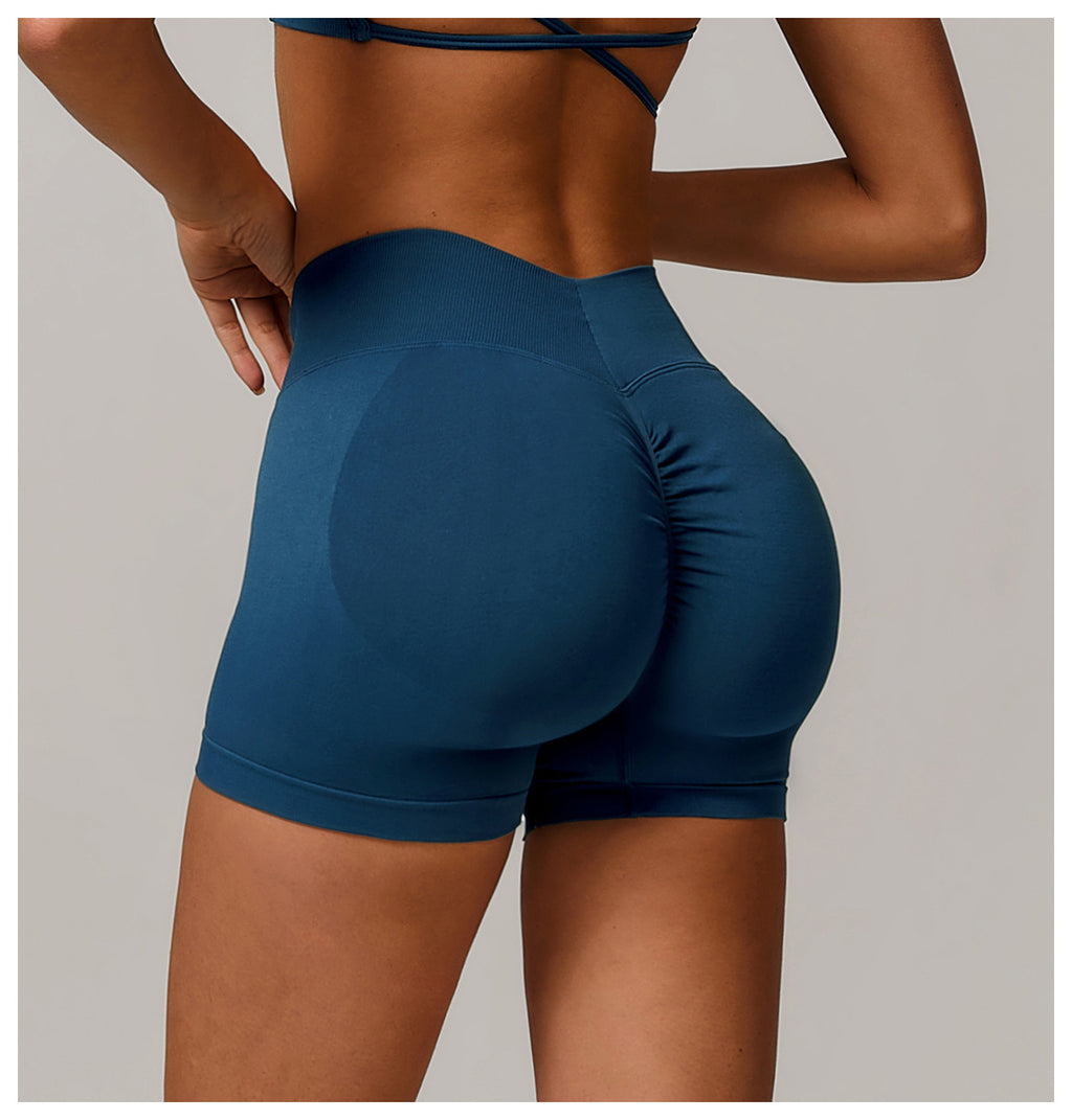 Short de Yoga Taille Haute Sans Couture : Short Cycliste de Sport Gainant et Rehausseur de Fesses 4389