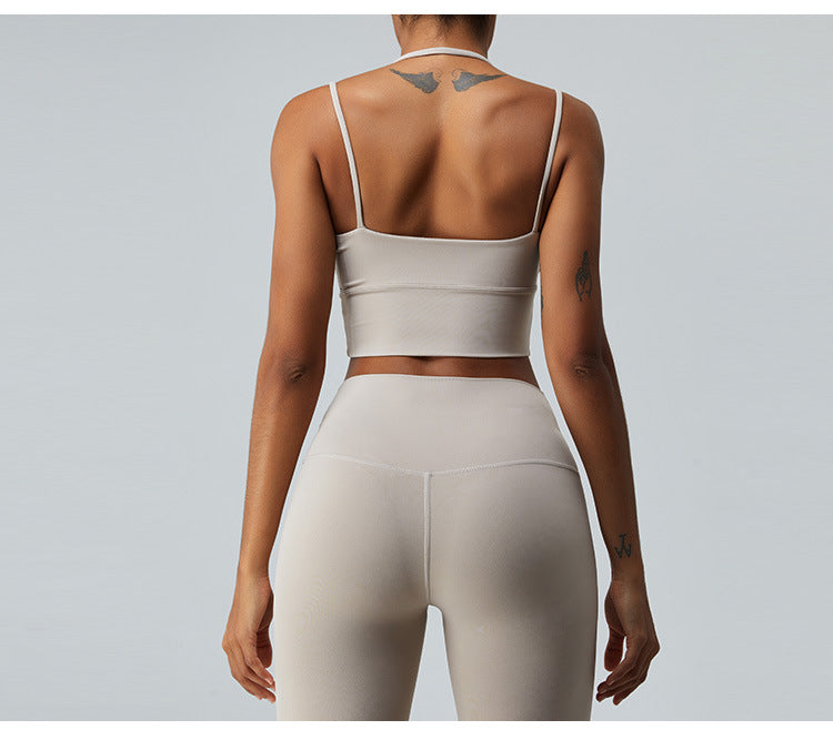 Seamless Criss-Cross Back Sports Bra: Nude-Feel Yoga Tank Top & Quick-Dry Fitness Bralette