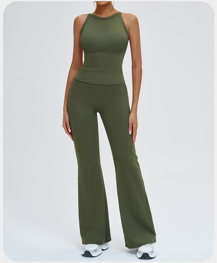 Ensemble de yoga transfrontalier, combinaison de sport antichoc à dos nageur découpé, tenue de yoga décontractée pour la course en extérieur et le fitness