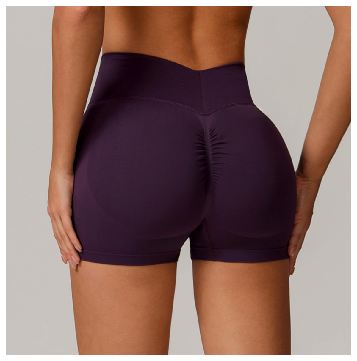 Short de Yoga Taille Haute Sans Couture : Short Cycliste de Sport Gainant et Rehausseur de Fesses 4389
