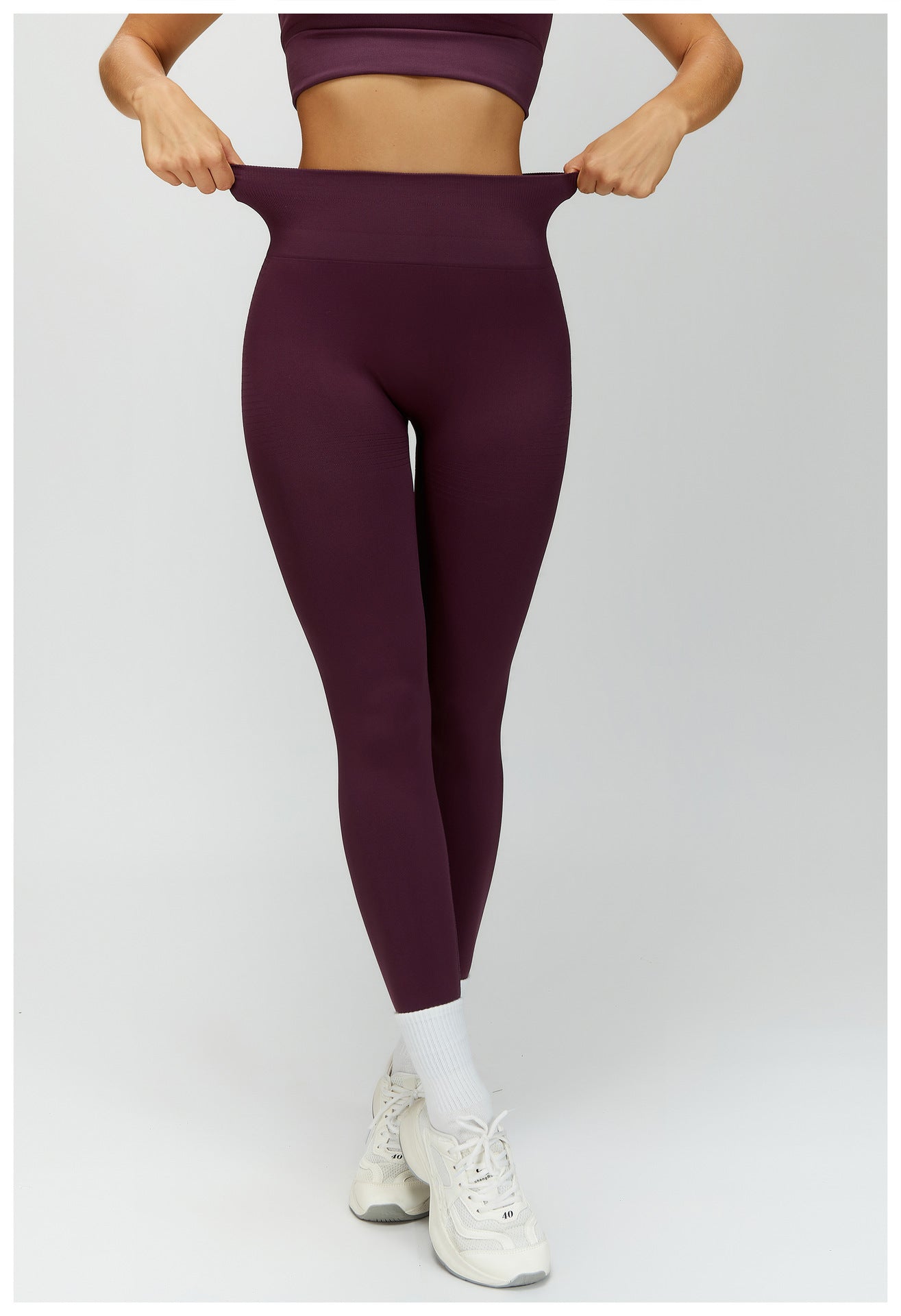 Seamless Ribbed-Waistband Yoga Leggings: High-Waisted Tummy-Control & Booty-Lifting Fitness Pants 6825