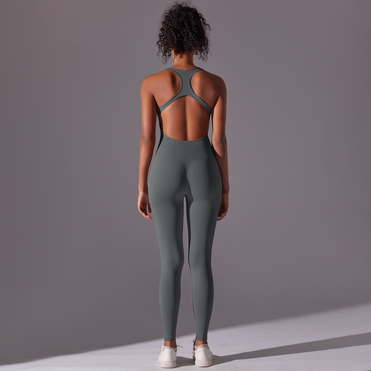 Nahtloser, langer Yoga-Unitard: Einteiliger, rückenfreier Aerial-Yoga-Bodysuit & atmungsaktiver, schmal geschnittener Jumpsuit
