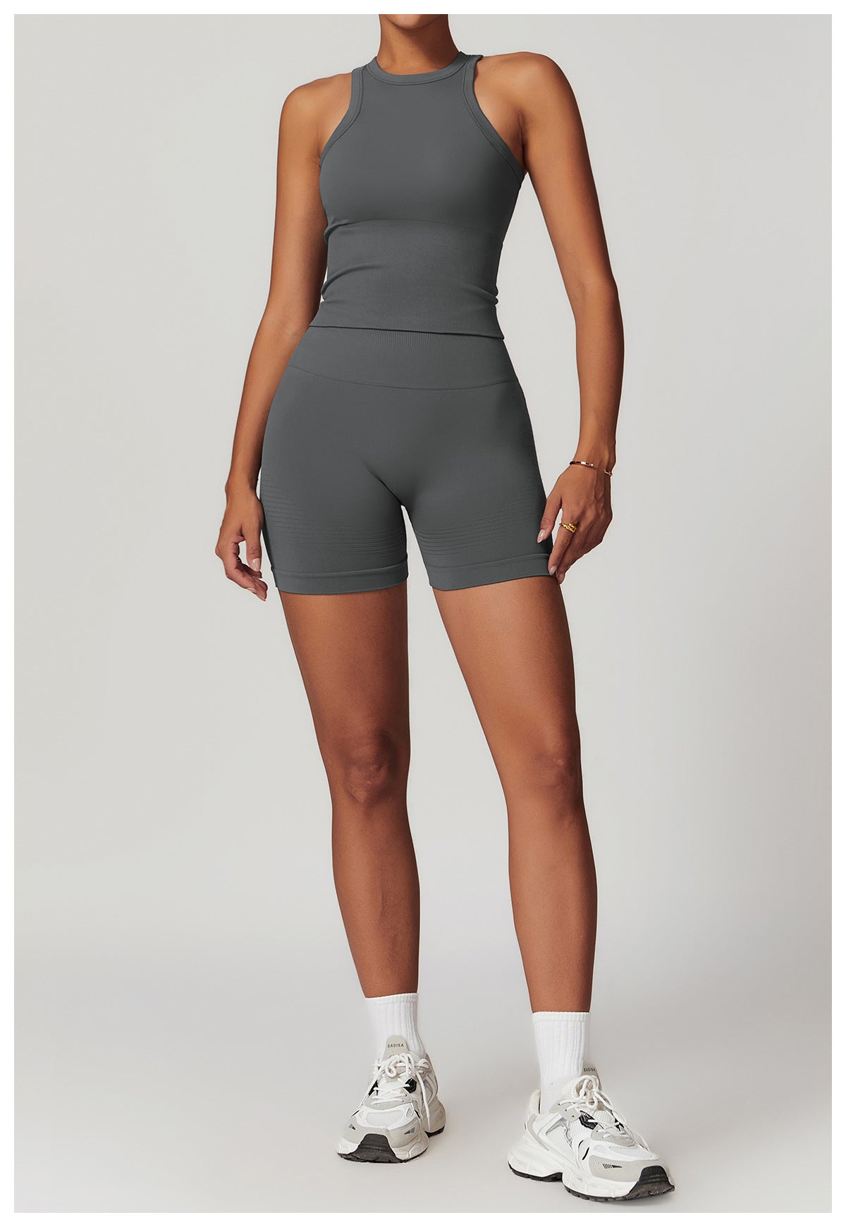Ensemble de yoga côtelé sans couture à dos nageur : Ensemble de vêtements de sport gainant et rehausseur de fessier 5479