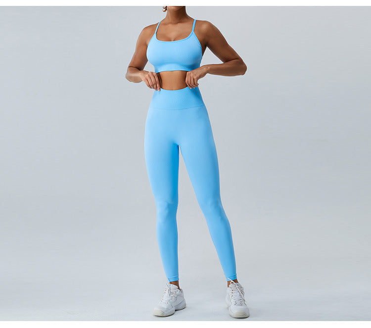 Seamless Skinny-Strap Yoga Cami: Criss-Cross Back Sports Bra & Padded Fitness Tank Top