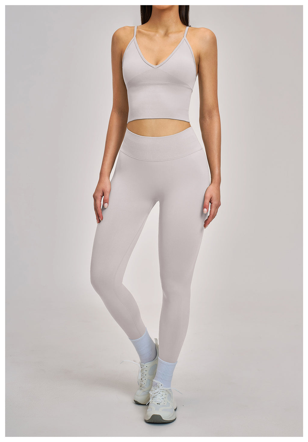 Seamless Racerback Yoga Set: High-Stretch Slim-Fit Activewear for Running & Fitness 5344