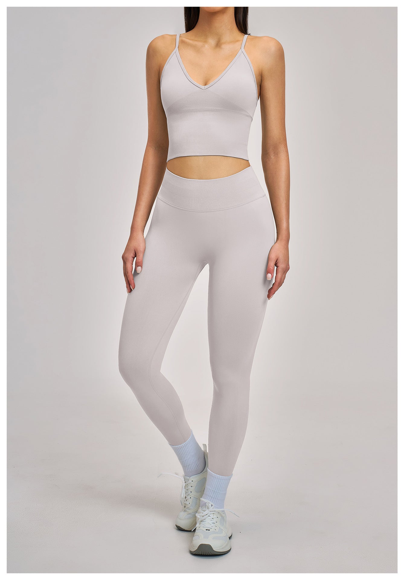 Ensemble de Yoga Sans Couture Dos Nageur : Tenue de Sport Ultra Extensible et Ajustée pour la Course et le Fitness 5344