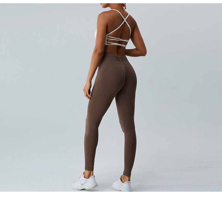 Seamless Skinny-Strap Yoga Cami: Criss-Cross Back Sports Bra & Padded Fitness Tank Top