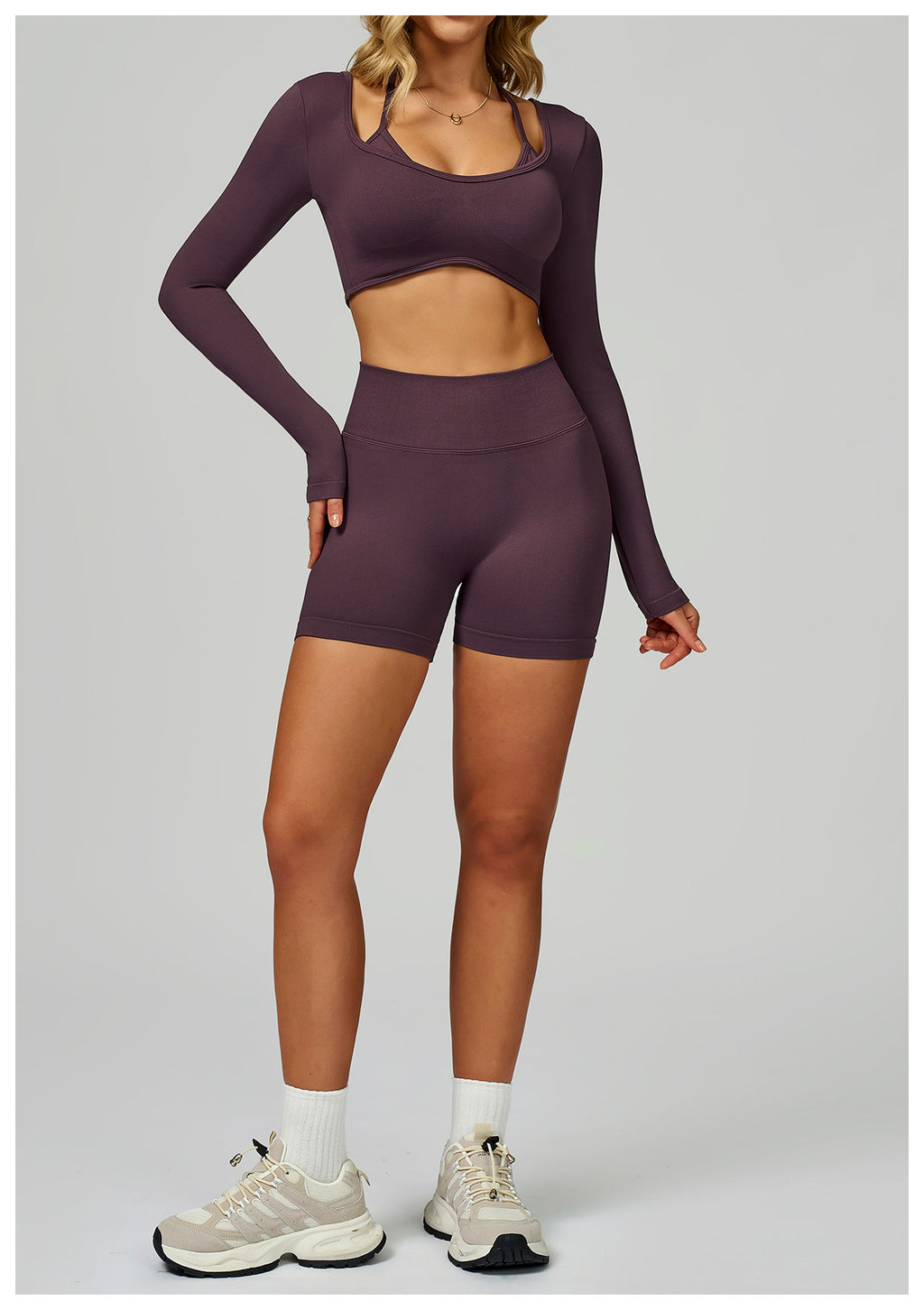 Short de Yoga Sans Couture à Contraste : Legging Taille Haute et Coupe Ajustée pour la Course 5726